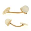 Image 4 : Antique 14K Yellow Gold 9mm Round Cabochon Bezel Set White Moonstone Cuff Links