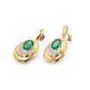 Image 3 : 3.53 ctw Emerald and 0.37 ctw Diamond 14K Yellow Gold Earrings