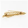 Image 5 : Vintage 14K Yellow Gold Seed Pearl Brushed Finish Long Feather Leaf Brooch Pin