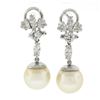 Image 2 : White Gold GIA Large Saltwater Cultured Pearl & Diamond Dangle Drop Earrings