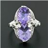 Image 2 : Antique Art Deco 14k White Gold Dual Purple Amethyst Etched Filigree Bypass Ring