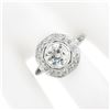Image 3 : Antique Edwardian Platinum 2.99 ctw GIA European Diamond Bezel & Pave Platter Ri