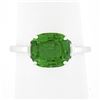 Image 1 : 14K White Gold 3.04 ctw Cushion Green Chrome Tourmaline w/ Diamond Accent Ring