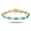 Image 1 : 5.41 ctw Emerald and 1.65 ctw Diamond 18K Yellow Gold Bracelet
