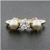 Image 2 : Antique 14k Yellow Gold 0.37 ctw Old European Diamond w/ 4.5mm Pearl Accents Rin