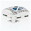 Image 6 : 14k White Gold 1.42 ctw Blue & White Diamond Geometric Dual Square Dangle Pendan