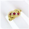 Image 3 : 18k Yellow Gold 0.50 ctw Prong Round Diamond & Ruby Braided Loop Knot Band Ring