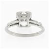 Image 7 : Vintage Platinum 1.50 ctw Round Solitaire w/ Baguette Diamond Engagement Ring