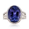 Image 1 : 9.07 ctw DARK Tanzanite and 0.58 ctw Diamond Platinum Ring (GIA CERTIFIED)