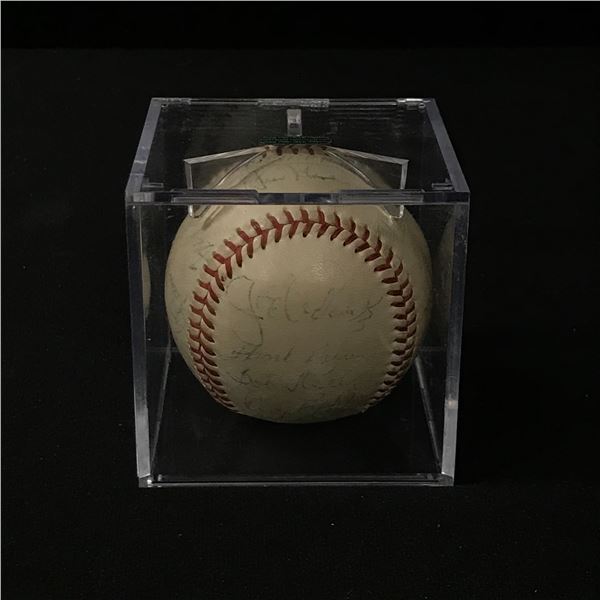 1957 WORLD SERIES CHAMPS MILWAUKEE BRAVES TEAM SIGNED BALL - 24 SIGNAUTES (JSA COA)
