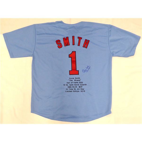 OZZY SMITH SIGNED ST. LOUIS CARDINALS CAREER JERSEY (BECKETT COA)