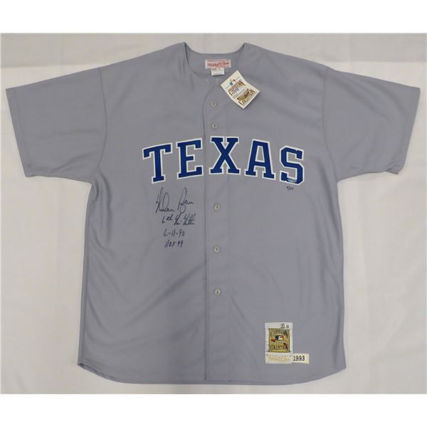 NOLAN RYAN SIGNED TEXAS RANGERS JERSEY 6/34 (BECKETT COA)