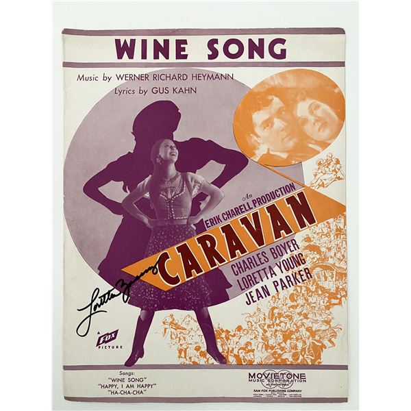 Loretta Young signed song book