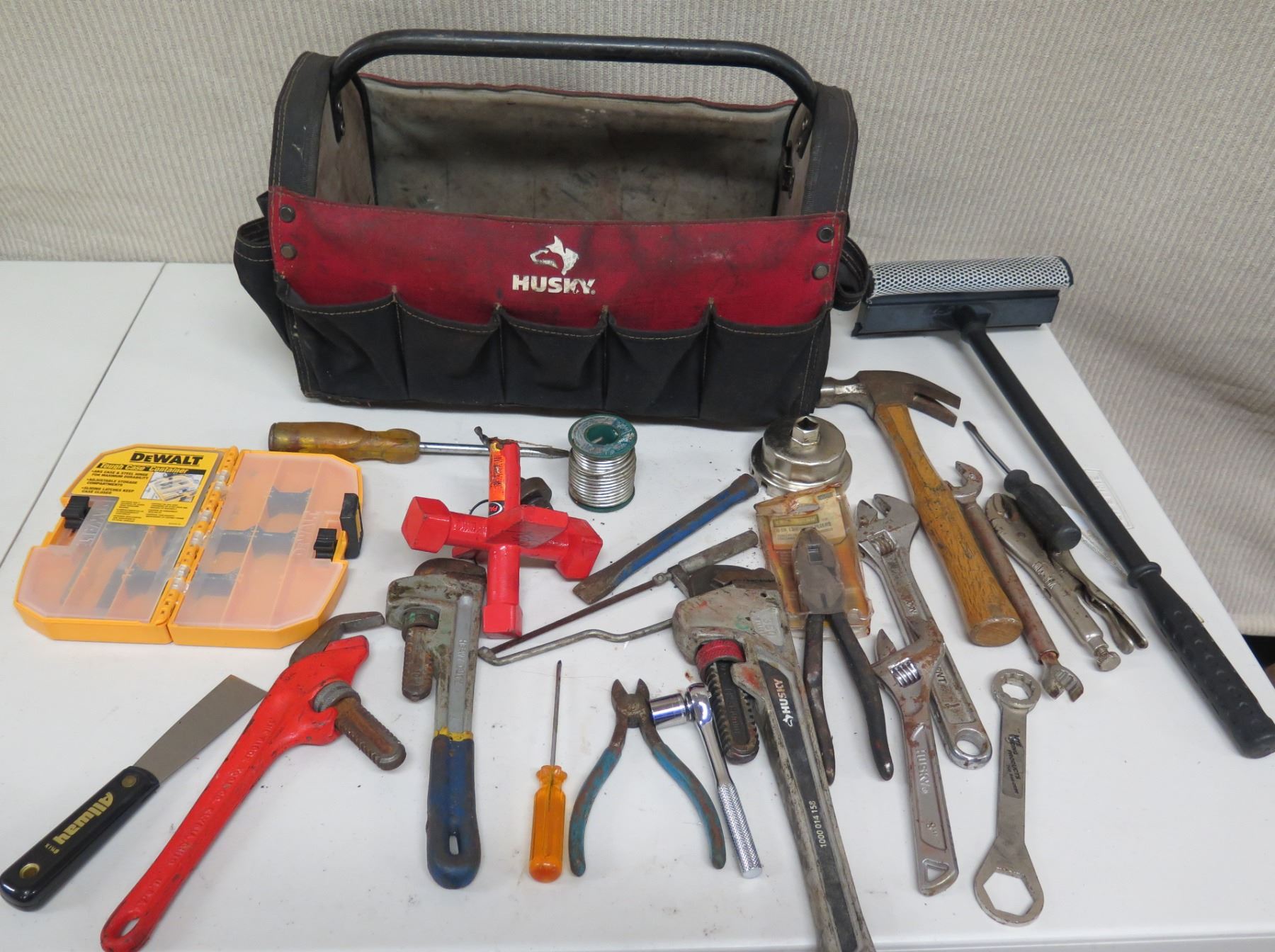 Multiple Hand Tools Multiple Hand Tools in Husky Bag: Hammers, Wrenches, Bits, etc
