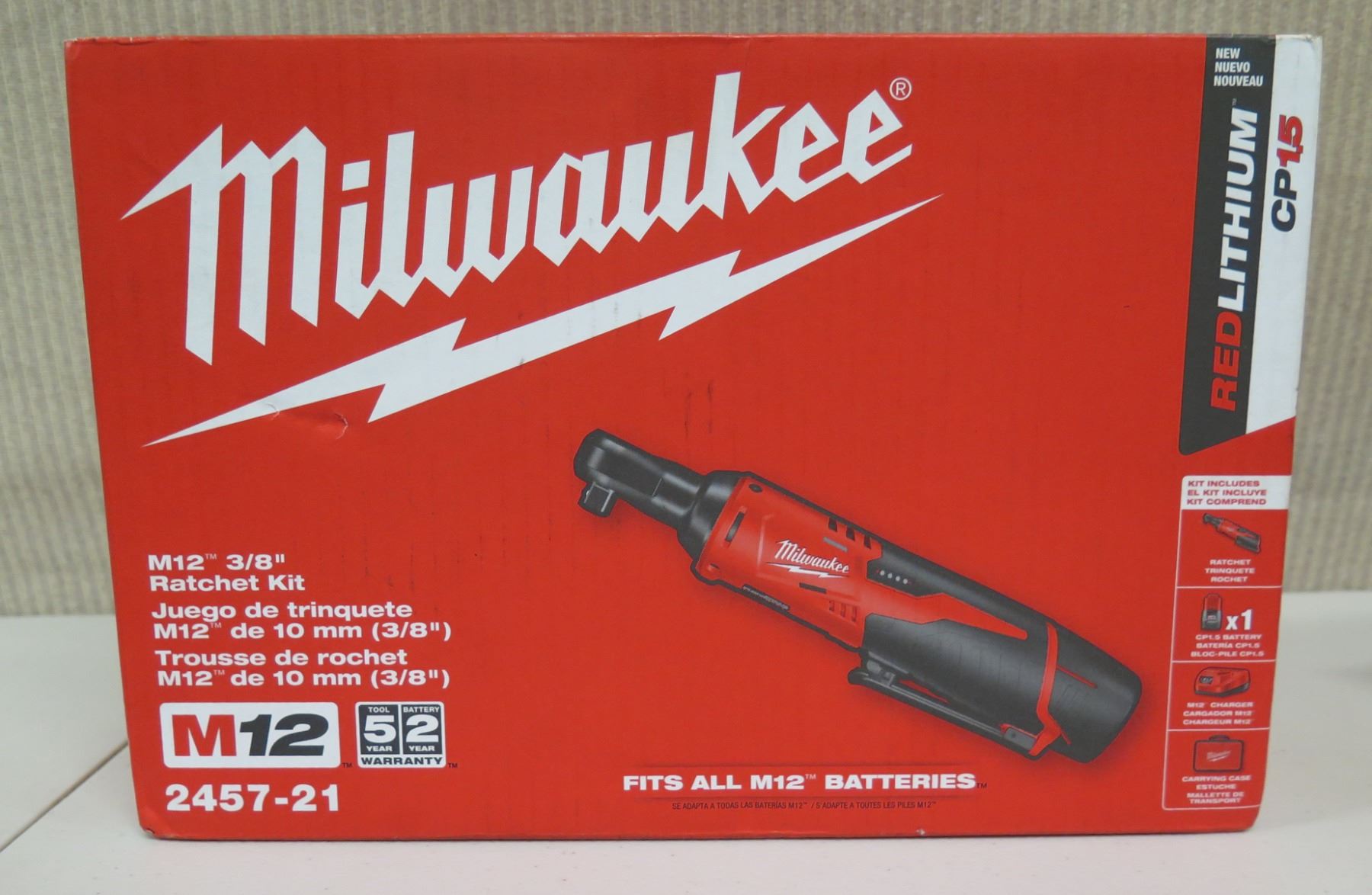 2457 Milwaukee 2457-21 Ratchet Kit, Battery, Charger & Case New in Box ...