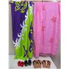 Image 1 : Qty 2 Sarongs: Purple 75"x42" & Pink 60"x42" w/ 2 Clogs & 2 Slippers