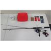 Image 1 : Qty 2 Fishing Rods, Sabiki Ultraviolet Super Flasher Set, Revlon Manicure Tools, etc