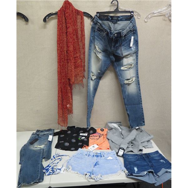 Misc Clothing:  Shirts, Jeans & Cut-Offs, Shawl, Misc Sizes & Designers