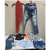 Image 1 : Misc Clothing:  Shirts, Jeans & Cut-Offs, Shawl, Misc Sizes & Designers