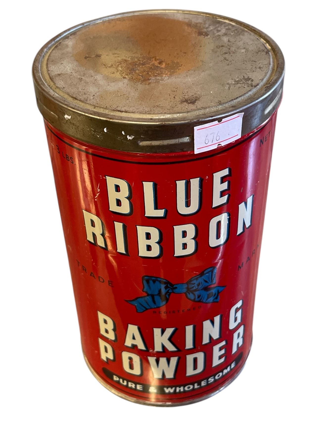 Vintage Blue Ribbon Baking Powder Tin