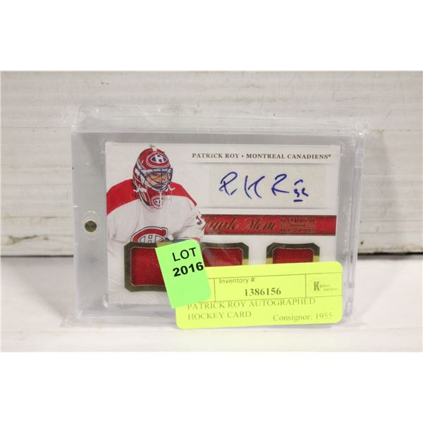 PATRICK ROY AUTOGRAPHED HOCKEY CARD
