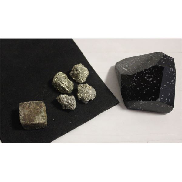 LARGE SNWFLAKE OBSIDIAN & SMALL PYRITE