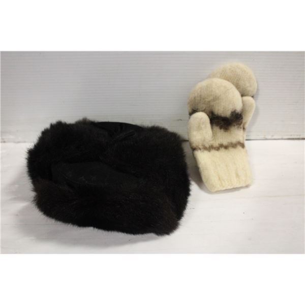 ALA FOSS ICEWOD MITTENS MADE IN ICELAND + FUR HAT
