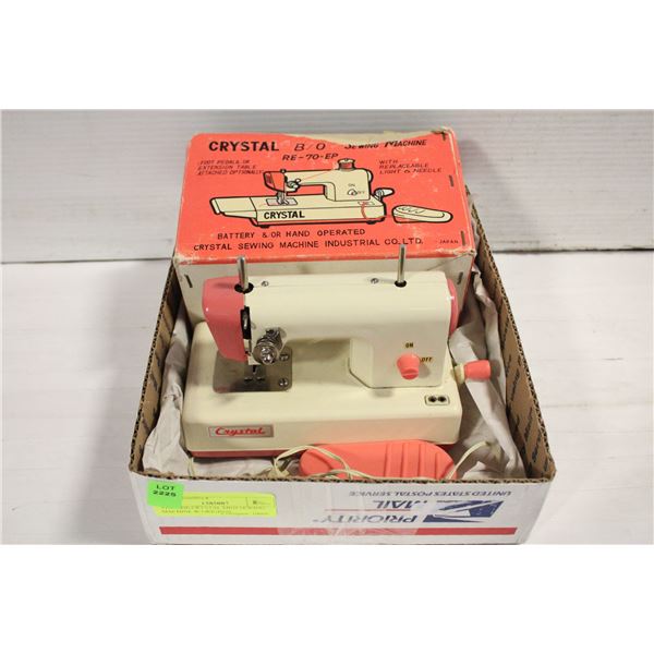 VINTAGE CRYSTAL MINI SEWING MACHINE W/ORIGINAL