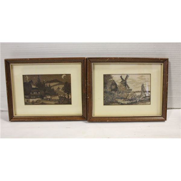 VINTAGE FRAMED NEEDLEPOINT- LOT OF 2