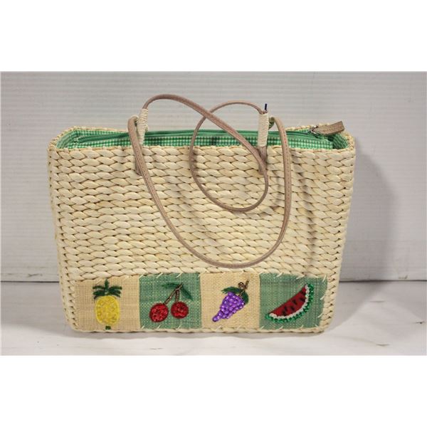 VINTAGE WOVEN STRAW "FRUIT" PURSE/BAG