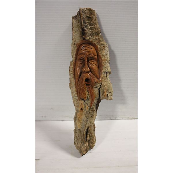 HAND CARVED FOLK ART STYLE FACE- ARTIST SIGNED
