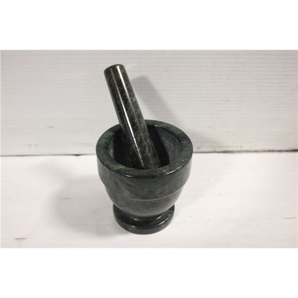 GREEN MARBLE MORTAR & PESTLE