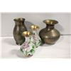 Image 1 : VINTAGE BRAS & CLOISONNE VASES- LOT OF 4 ASST.