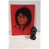 Image 1 : VINTAGE OIL PASTEL SKETCH AND INUIT FIGURINE
