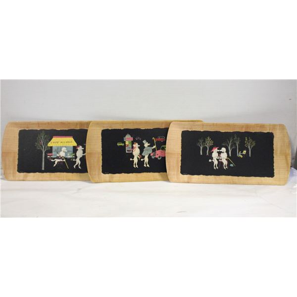 3PC 1952 KENTLEY TRAYS FIFI AND PEPE 17INCH