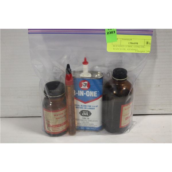 BLENDED LUBRICATING OIL, WATCH OIL, KENDALL,