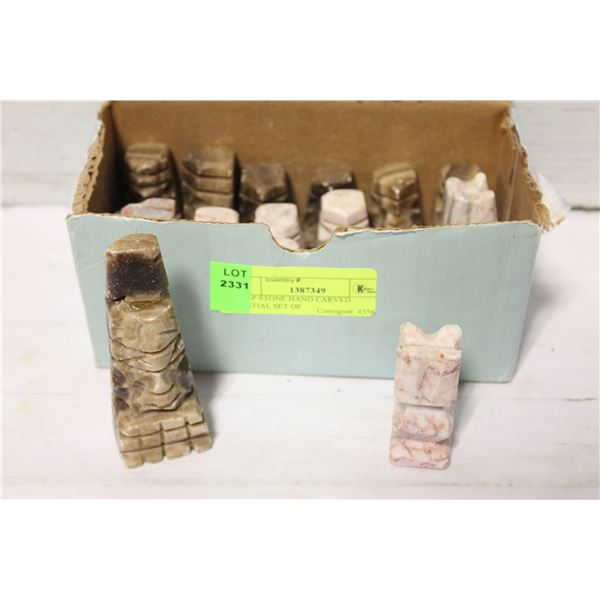 SOAP STONE HAND CARVED PARTIAL SET OF