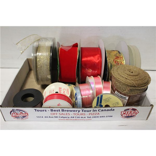 CRAFTING RIBBON- BOX LOT ASSORTED
