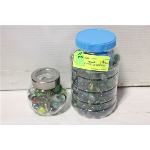 2 JAR LOT OF VINTAGE MARBLES