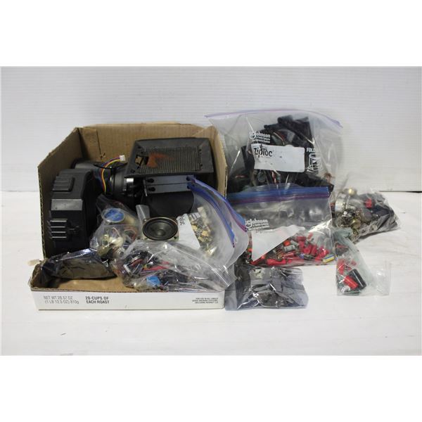 BOX OF ELECTRONIC HOBBYIST PARTS