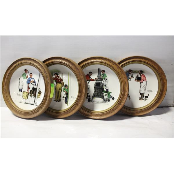 4 NORMAN ROCKWELL PLATES IN FRAMES