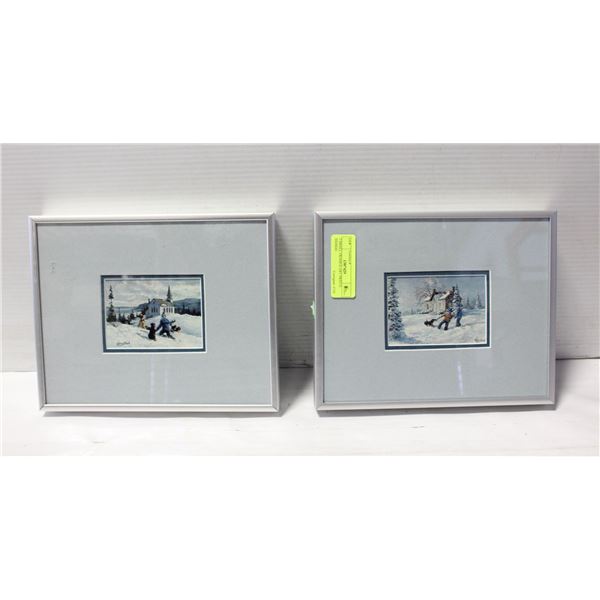 2 SMALL FRAMED ART PRINTS SIGNED