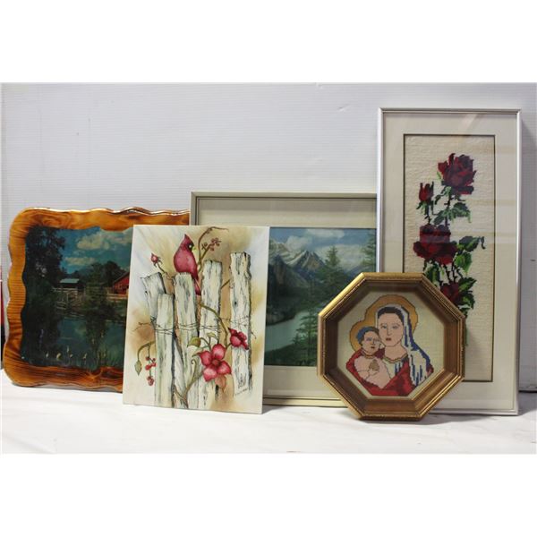 LOT OF 5 HOME DECO PICTURES 3 FRAMES