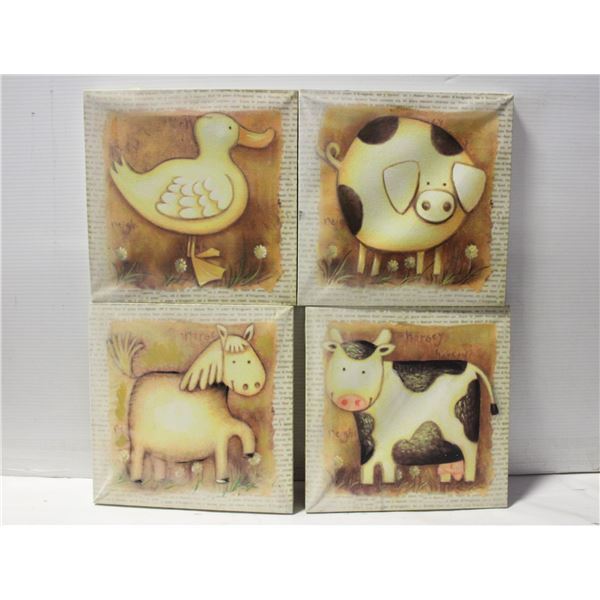 SET OF 4 ANIMAL PRINTS FOR A KIDS ROOM