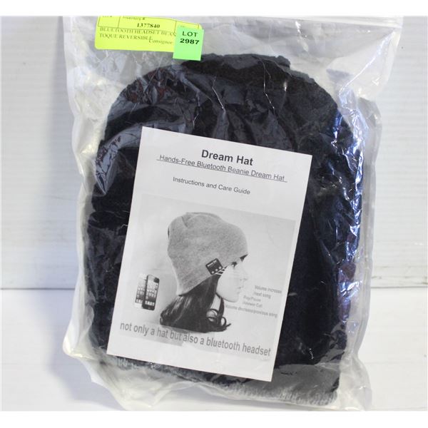BLUETOOTH HEADSET BEANIE HAT TOQUE REVERSIBLE