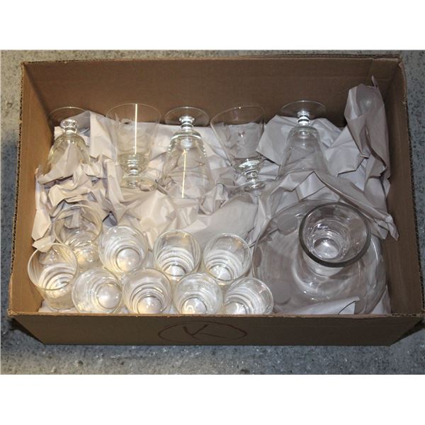 VINTAGE ETCHED GLASS ASSORTED