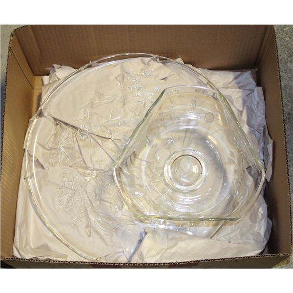 VINTAGE ETCHED GLASS ASSORTED