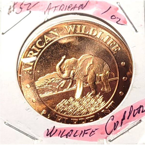 14)  ONE OUNCE OF FINER COPPER, ROUND DEPICTS