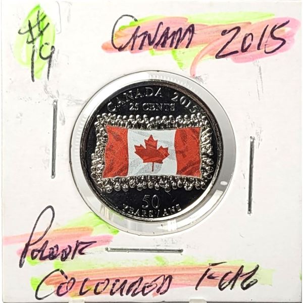 15)  CANADIAN 2015 PROOF OF THE 25 CENT COLORED