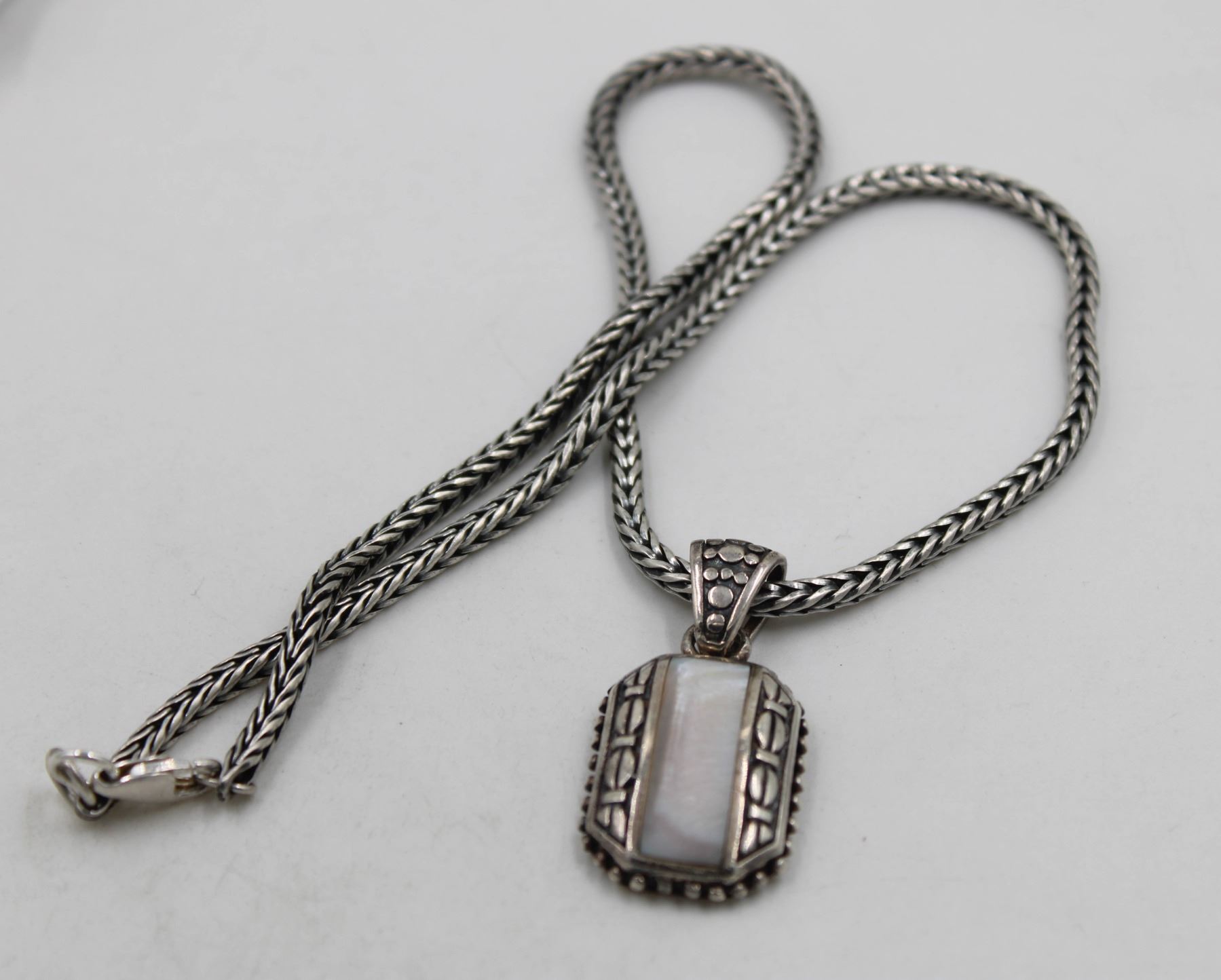 Fas Silver FAS STERLING SILVER MOTHER OF PEARL HEAVY NECKLACE